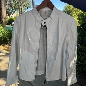 Women’s  White Leather Jacket